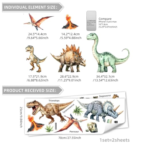 Vinilos decorativos de pared dinosaurios Achang para niños miniatura 2