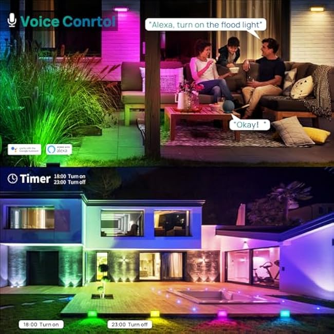 Ustellar RGBW Flood Light Spotlight Landscape lights 100W Total Color Changing Warm White