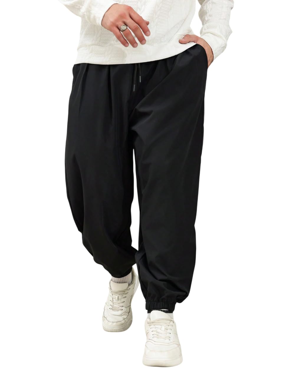 Straight Wide fit Long Length Cinched Bottom Jogger for Men/Trending Multi Pocket Style, Relaxed Casual Pants for Men-image-0