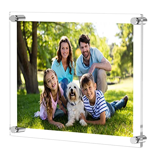 Niubee 11X14 Clear Acrylic Wall Mount Floating Frameless Picture Frame For Degree Certificate Photo Frames-Double Panel(Full Frame Is 13X16 Inch) #TOP14