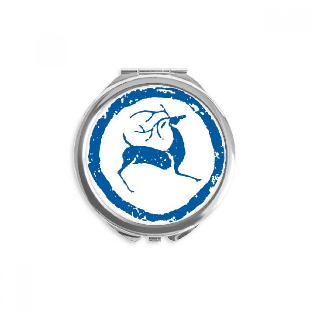 Miroir de poche rond cerf bleu avec double face compacte et design élégant - 5