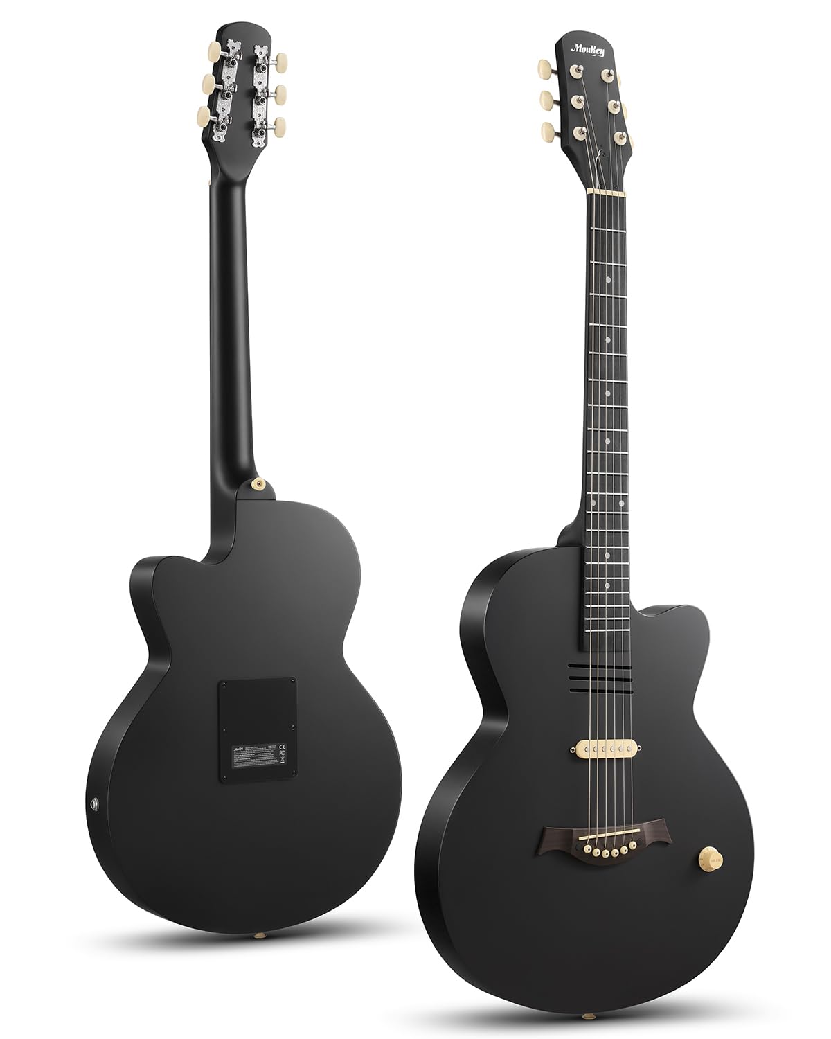 Moukey BCC-100 da 39 pollici Chitarra acustica elettrificata, chitarra cutaway con pickup passivo, custodia morbida, tracolla, plettri, accordatore e capotasto, nera