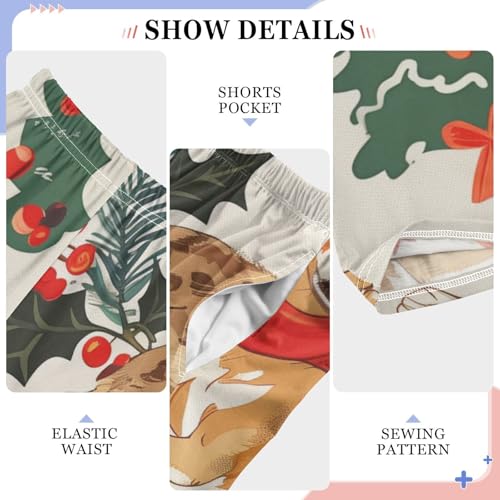 ZZXXB Chihuahua Xmas Tree Boys Long Pants Soft Trousers Elastic Waist Kids Lounge Bottoms with Pockets S-XL4