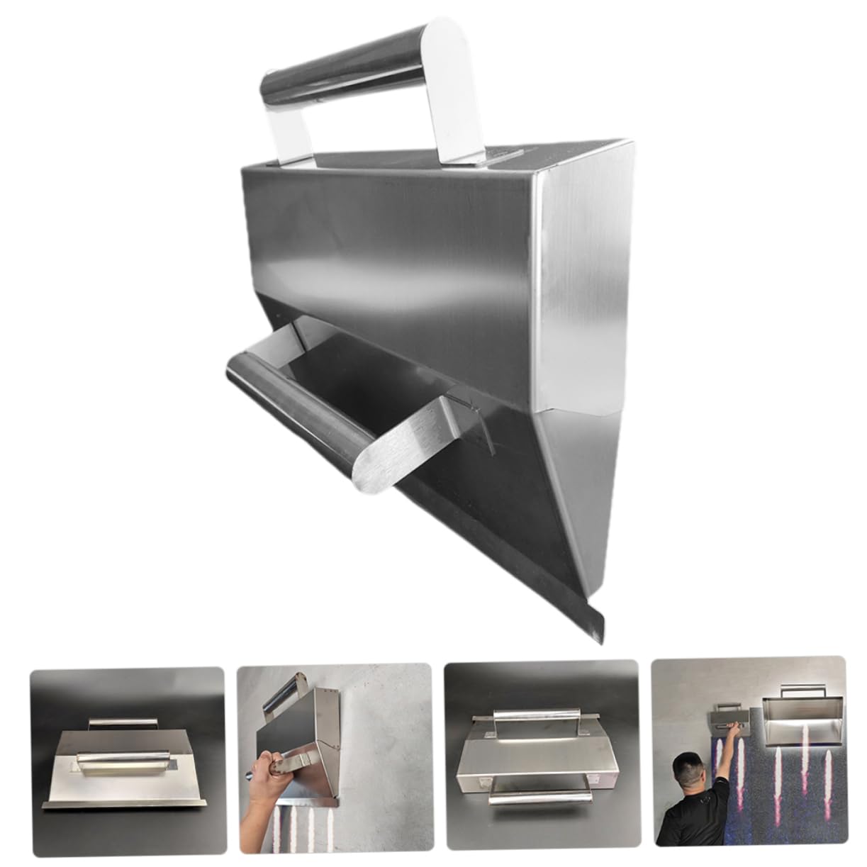 Cazzuola per Finitura Cemento in Acciaio Inox Argento, Forma Unica | Design Ergonomico, Alta Resistenza e Robustezza, per Filing del Cemento e Painting, Uso Ripetuto