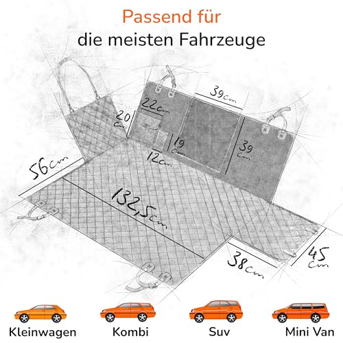 Upgrade4cars Hundedecke Auto Rückbank Wasserdicht & Gepolstert | Hunde Autositz Schondecke | Rücksitz Autodecke