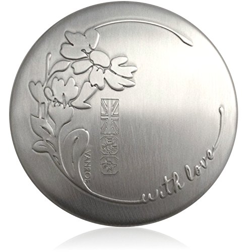 Vanroe 'Daisies, With Love' Designer Pocket Mirror in Gift Box - 100% British Made, Engravable Silver Pewter, Luxury 5th anniversary & birthday present idea