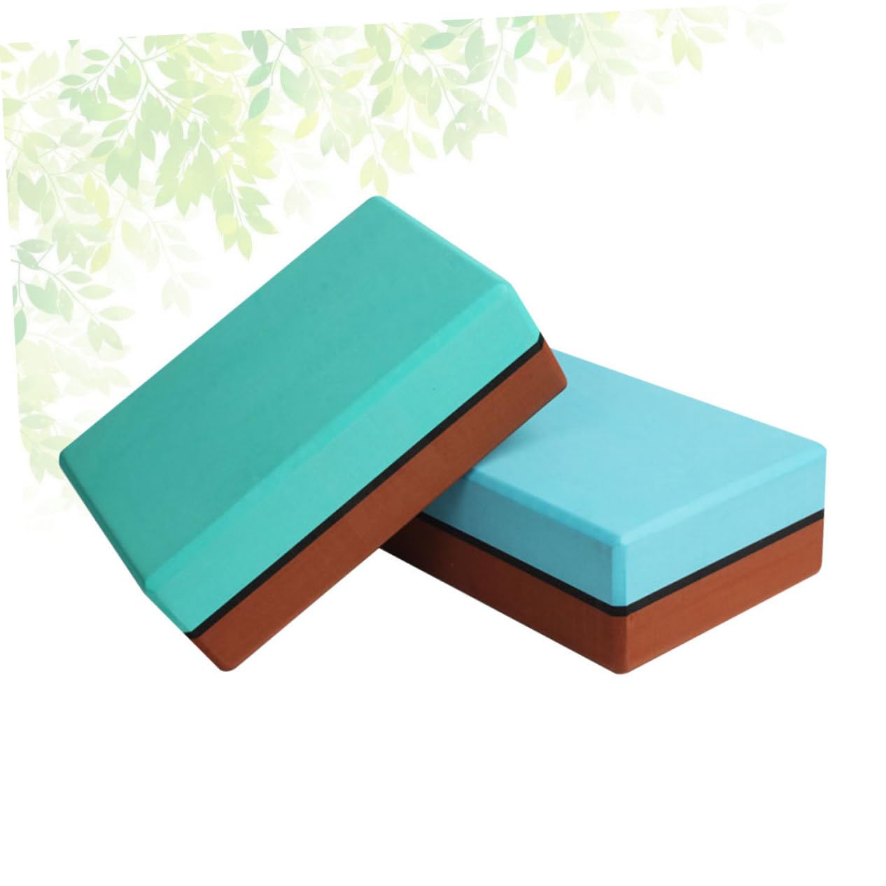 Balacoo 2Pcs Double Colored Yoga Blocks High Density Eva Bricks for Enhanced Support Stability and Flexibility and Exercise Blue Dark Brown Green Dark Brown