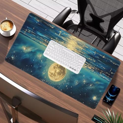 Tapis de souris antidérapant XXL bleu sous-main de bureau imperméable mer