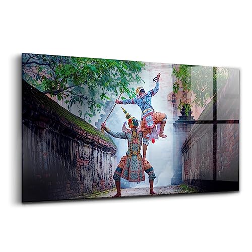Tableau en verre 140x70cm Wallfluent avec peinture de danse khon