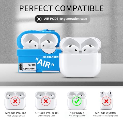 Image of [2Pack] Gedicht for Apple Airpods 4th Generation Case Cover(2024), Cute Cartoon Shoe Box Soft Silicone Protective Cases for Airpods 4 Case with Keychain for Women Men，Red+Blue