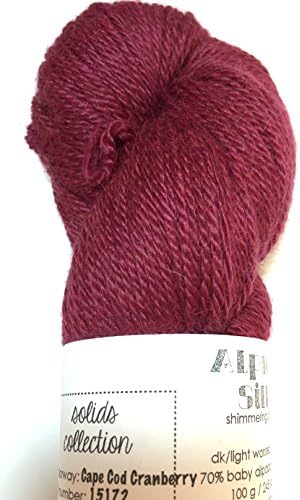 Artisan Yarns Hand Dyed Alpaca Silk Yarn, Solid Cape Cod Cranberry, Dk Weight, 100 Grams, 245 Yards, 70/30 Baby Alpaca/Mulberry Silk