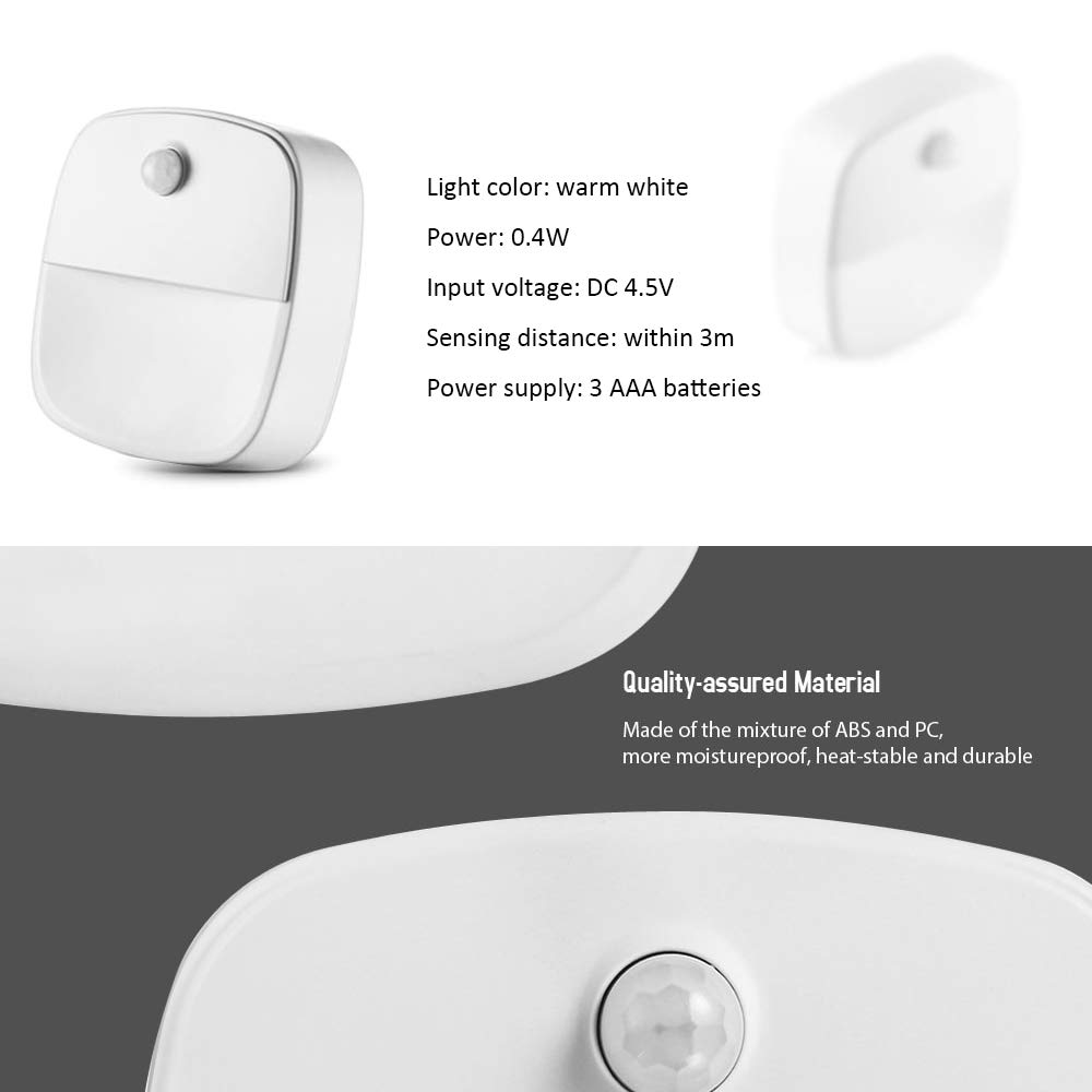 La luz del Sensor, Armario Ligero, portátil Ligero de la Noche del LED, con Pilas, iluminación bajo Armario, Cocina, Pasillo, gabinete, Armario, Escaleras, Cuarto de baño (3 Pack)