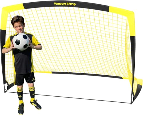 Image of Happy Jump Portable Soccer Goal 7x5 & 5x3.6 FT, Large-Frame Training Net | Great for Kids Ages 6-14 Skill Development, Ideal for Backyard Park School Beach Indoor Outdoor, Easy Fold Durable Dacron Net