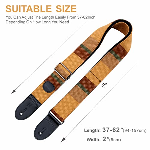 Nefelibata Guitar Strap With Pick Pocket, 2 Inch Thicker Woven Guitar Straps With Double Full Grain Leather Ends For Bass, Electric And Acoustic Guitars (Free Guitar Accessory Set) #TOP5