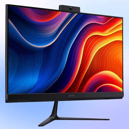 Image of Acer 24 inch FHD All-in-One Desktop Computer, 120Hz IPS Display, Intel Core i3-1305U Processor, 16GB RAM, 512GB SSD, Wi-Fi 6, Bluetooth, HDMI, USB Type-C, Windows 11 Pro, Keyboard & Mouse, Black