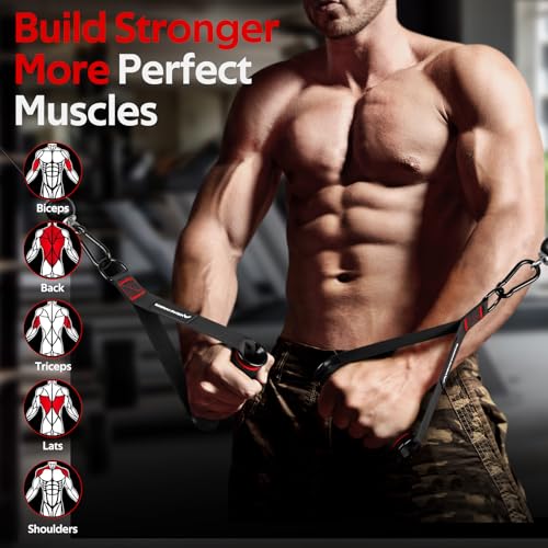 Image of Gym Exercise Handles, Replacement Handle Attachments for Cable Machine Pulleys, Resistance Band and Strength Trainer, Resistance Bands with Handles for Exercise Home Gym Add On Equipment (Black,Red)