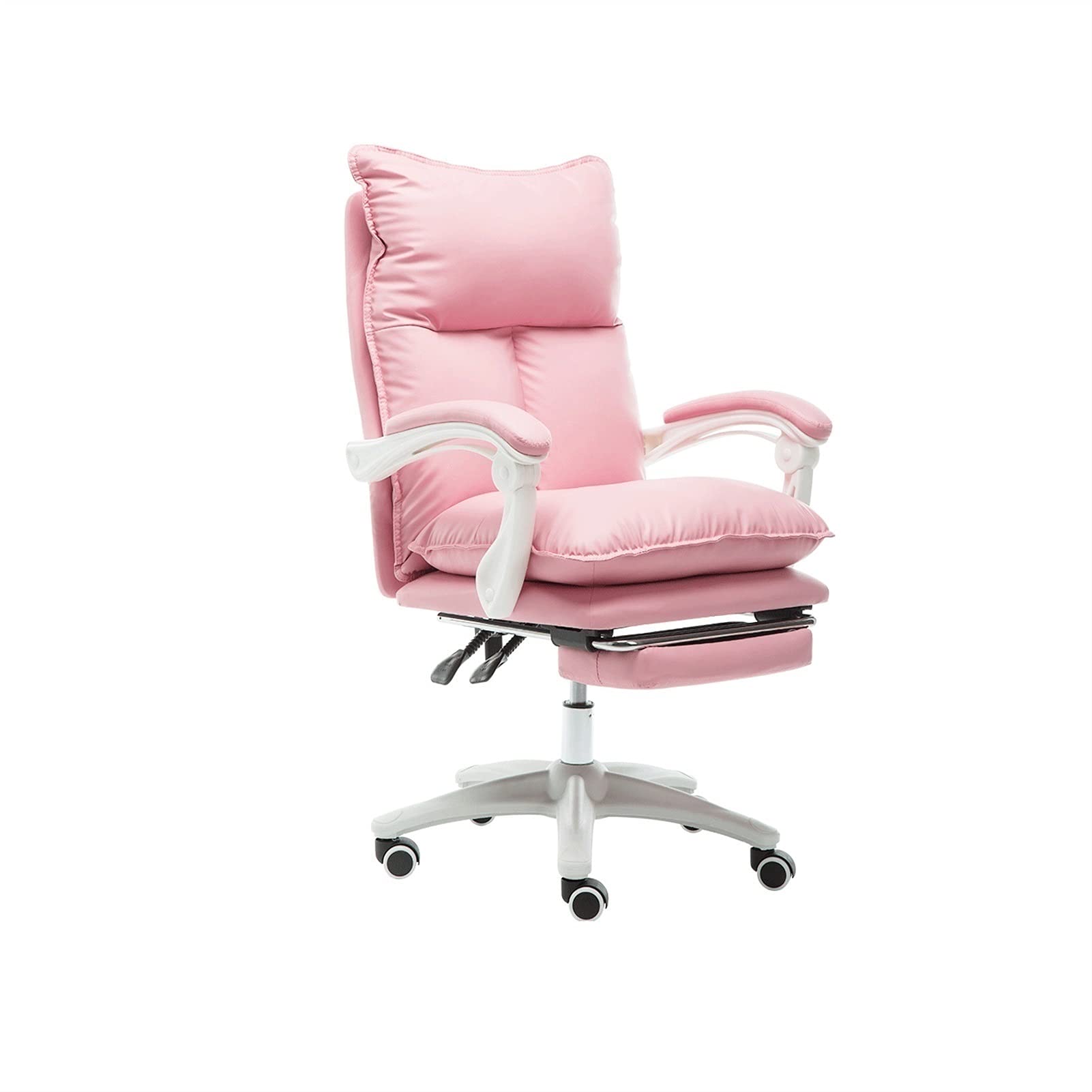 BKWJ Sillas de la Oficina de la Oficina de la Oficina ergonómica de la computadora,Silla reclinada con Silla de reposapiés,Silla de Cuero Rosa