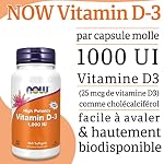 Now Foods, Vitamine D3, 1.000 IU, 360 Softgels, Testé en Laboratoire, Dose Élevée, Sans Gluten, Sans Soja