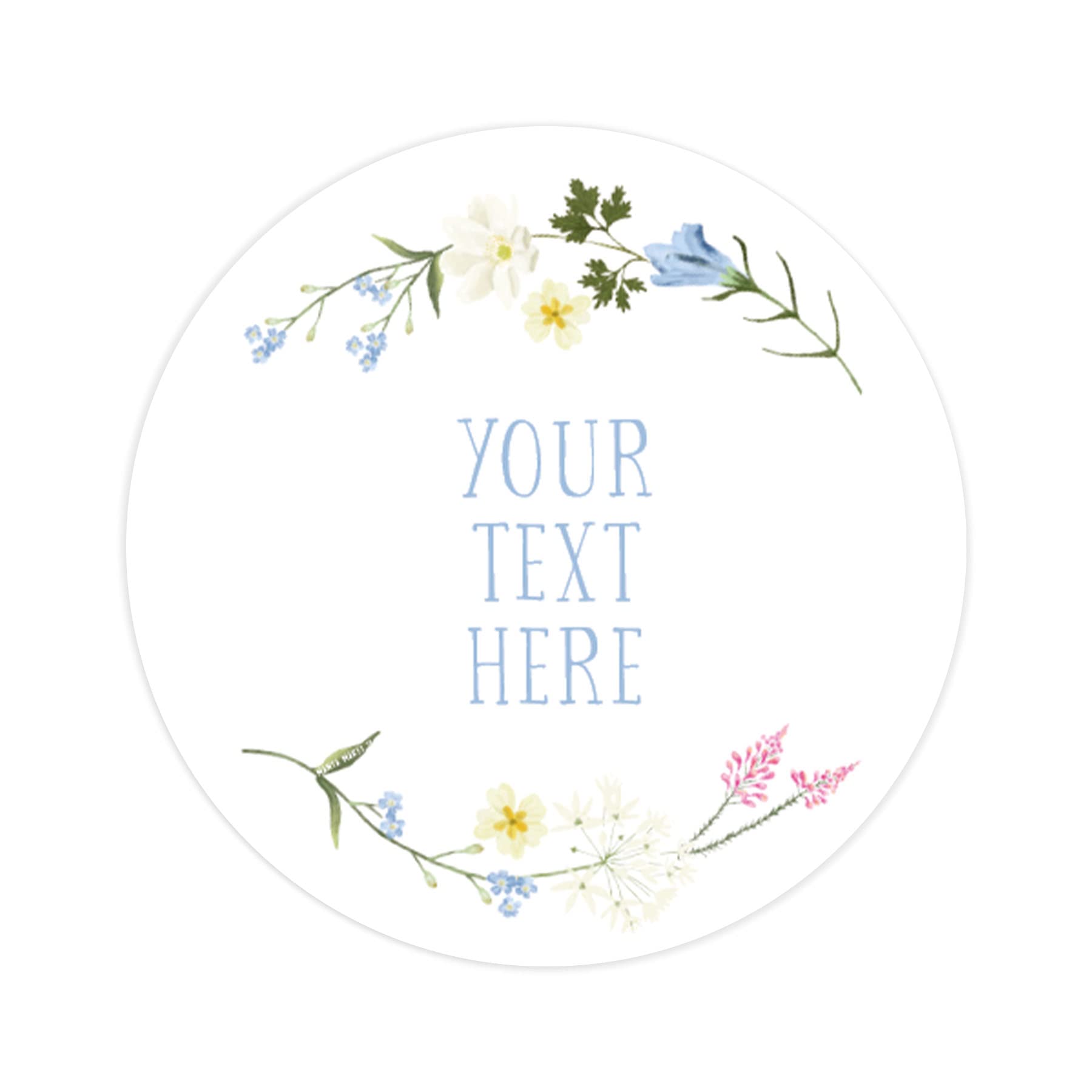 Manta Makes Your Text here Wedding Stickers | Custom Stickers Personalised | Text Business Labels | Party Stickers Wildflower Sticker | Botanical (Your Text here)