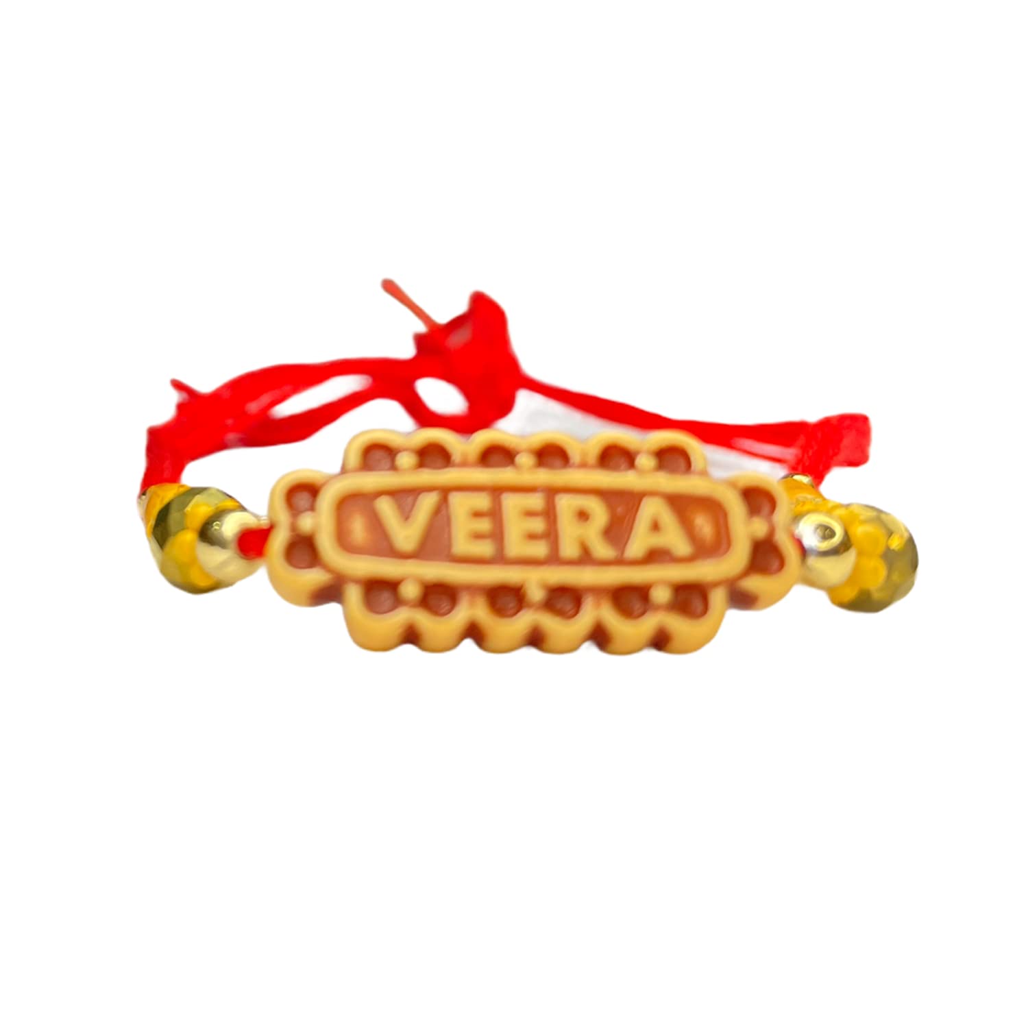 Taufa Villa Amazing VEERA red rakhi set of 3 with 1 chocolate, 1 Tika Pack| Simple and Stylish VEERA rakhi | Rakhi gift hamper for bhai, brother, bhaiya| Rakshabandhan Rakhi No 1 VEERA 1