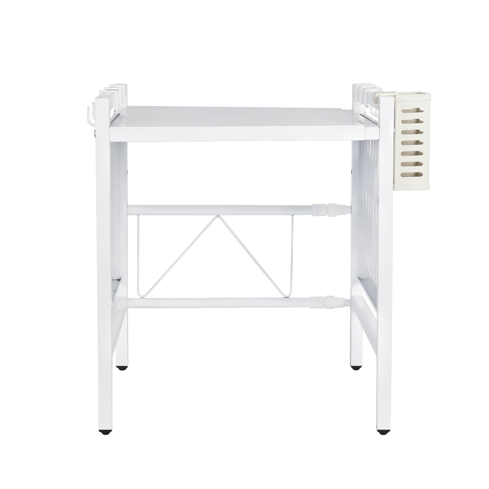 HUOLE Étagère pour Micro-Ondes, avec Crochets, étagère de Cuisine, Étagère à épices, Plan de Travail, étagère de Boulangerie,Étagère à Micro-Ondes Organiseur pour cuisi (42-68 * 36 * 46 cm-Blanc)