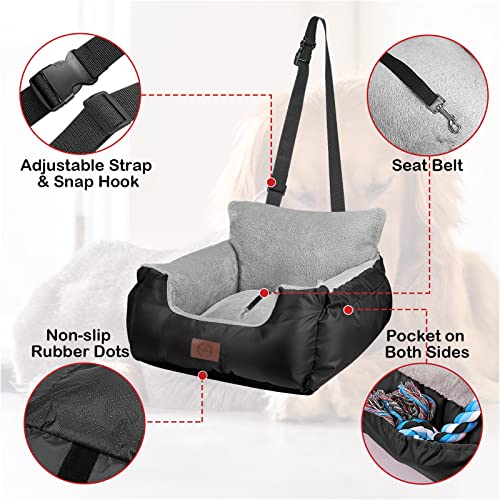 Fareyy Dog Car Seat For Small Dogs, Warm Soft Pet Car Seat Washable Dog Car Bed With Storage Pocket And Clip-On Safety Leash Portable Car Travel Carrier Booster Seats #TOP3