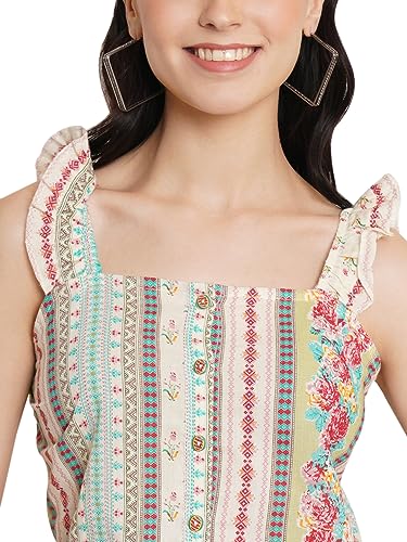 Image of FABRIC FITOOR Women's Cotton Sleeveless Off-White Color Short Crop Top