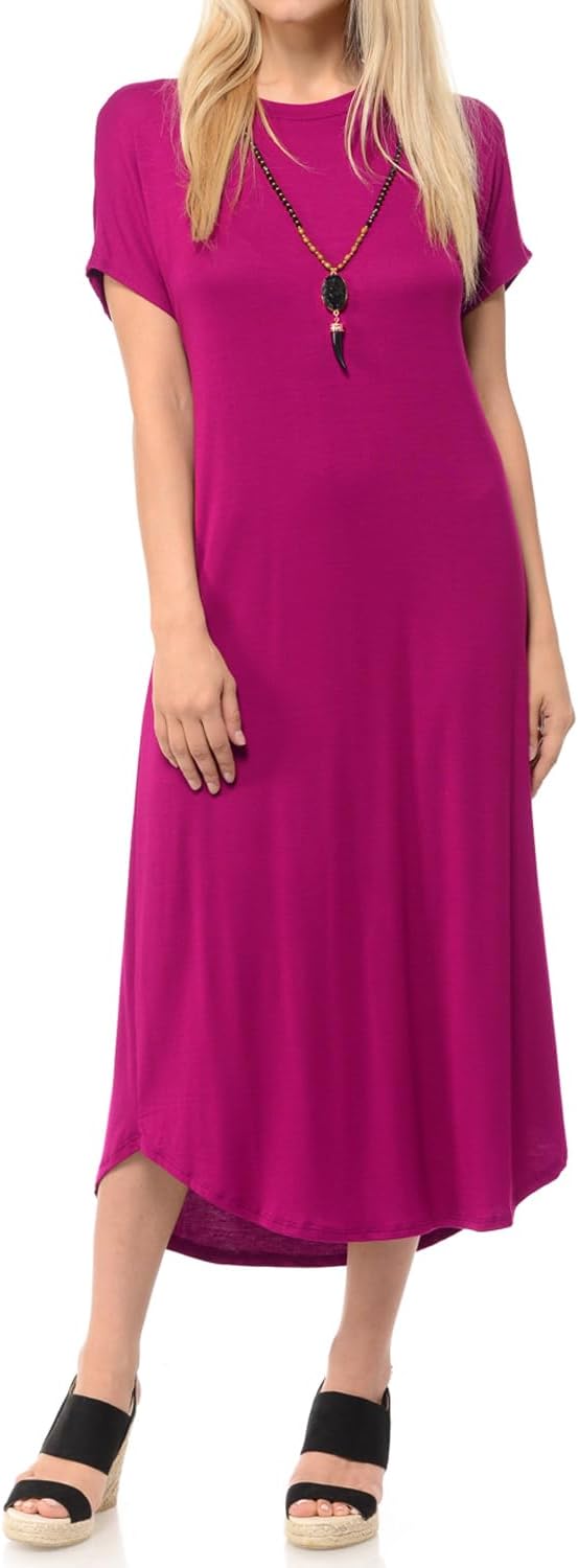 iconic luxe Women's A-Line Short Sleeve Midi Dress Solid and Floral Print
