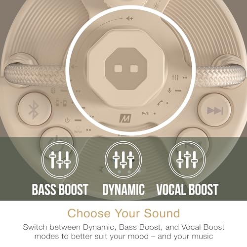 Image of MEE Audio lightSPKR Bluetooth Wireless Speaker w /Camping Lantern: 360 Audio, 3 Audio Modes, 2 Light Colors & Infinite Brightness Adjustment, IPX6 Waterproof for Indoor & Outdoor use (Desert Sand)