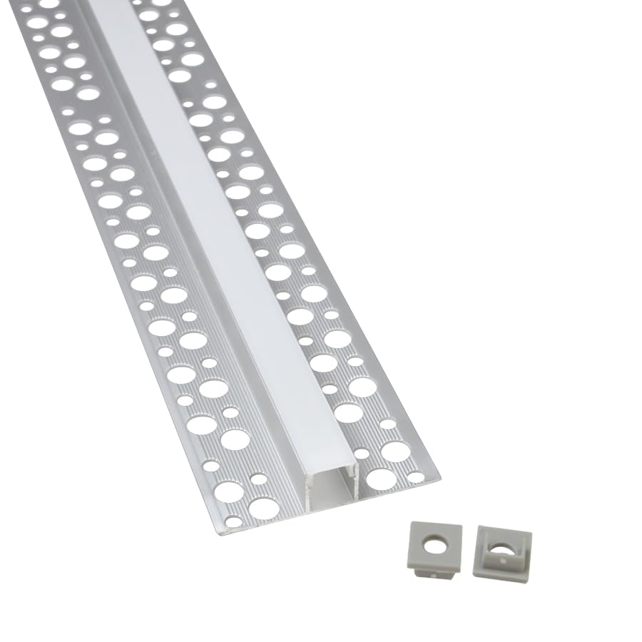 Eurekaled Profilo﻿ LED in Alluminio 2 mt a incasso a scomparsa – Copertura Opaca satinata – Taglio luce uniforme per strisce LED – Design minimale cartongesso cod. WT62652