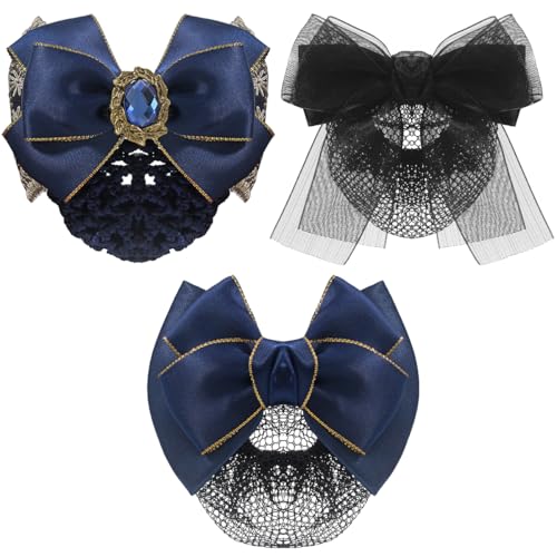 Gros nœuds pour cheveux avec filet de chignon en maille fine dentelle Merdia anti-mèches rebelles