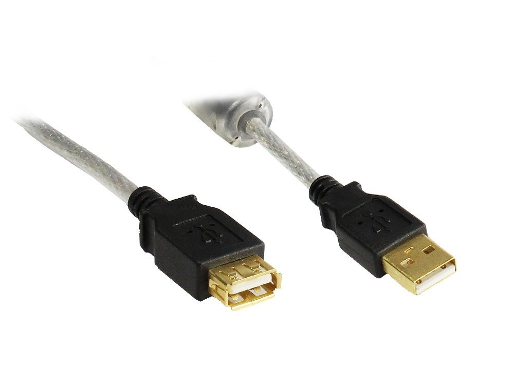 USB 2.0 1.8m Cavo USB 1,8 m USB A Nero, Trasparente