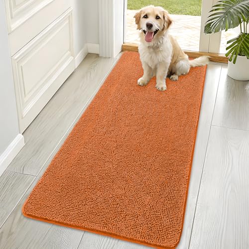 OLANLY Dog Door Mat for Muddy Paws 70x35, Super Absorbent Chenille Mud Mat