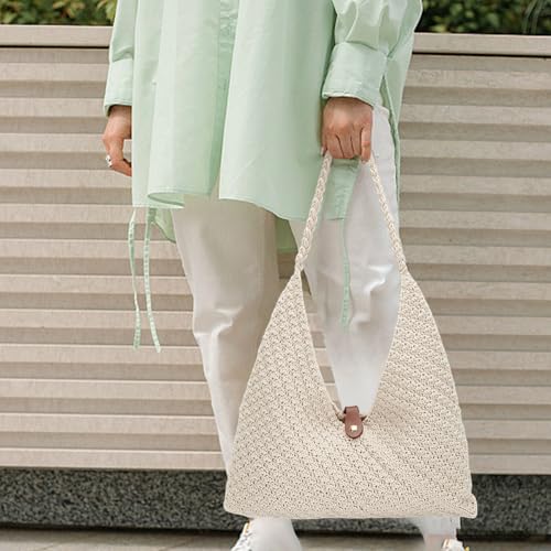 Image of ACRNIGHEET Crochet Beach Bag Crochet Kit for Beginners Tote Bag Knitting Kit with Yarn and Hook Boho DIY Craft Kits Gift for Adults with Video Guide Tutorial Crochet Starter Kit