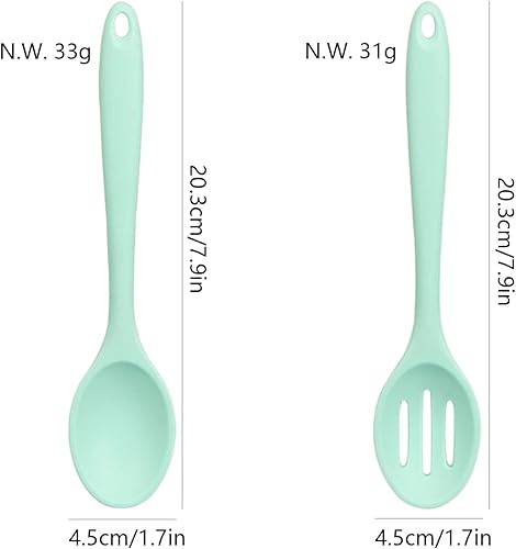 Miniatura 2 de Juego de cucharas pequeñas de silicona multicolor antiadherentes para mezclar cucharas ranuradas para cocina, cuchara de servir, cuchara de revolver