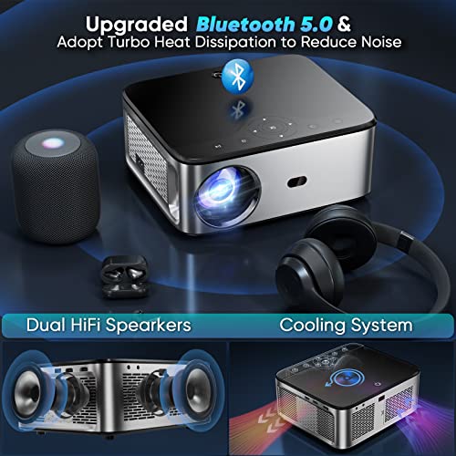 Image of TOPTRO Full HD Projector HQ3 Max Android 9.0 Projector for Home 4K 10,000 Lumens WiFi Bluetooth Built in Apps Wireless Display, HDMI, USB, Mini Projector for Entertainment or Education Home Cinema 4K Projector