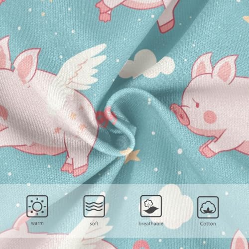 Wusikd Cute Flying Pig Girls' Underwear Cotton Cute Wings Stars Girls Briefs Soft Toddler Underwear 2T3