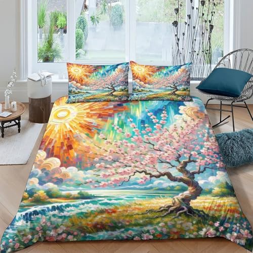 Housse de couette fleur de peche microfibre avec fermeture eclair pour couette fixe - 2