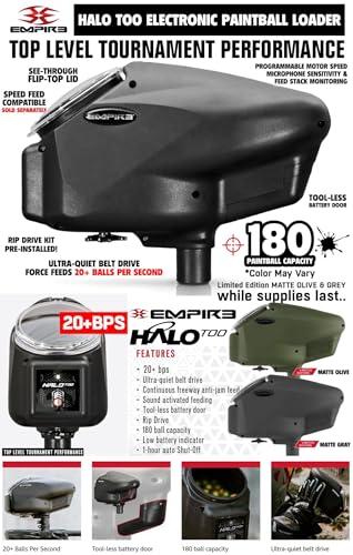 Image of Maddog Empire Mini GS Full Auto Paintball Gun Marker w /HPA Tank, Empire Halo Too Loader, Thermal Anti-Fog Paintball Mask Goggle, Neck Protector, 4+3 Harness & (4) Pods Starter Package
