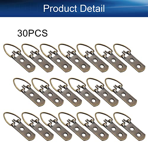 Image of 54mm x 16mm Double Holes D Ring Picture Hangers Hardware Assortment Kit, for Home Decoration Hanging Clock Paintings Artwork Creative Picture Frame Photo Hanging Solutions Bronze Tone 30pcs