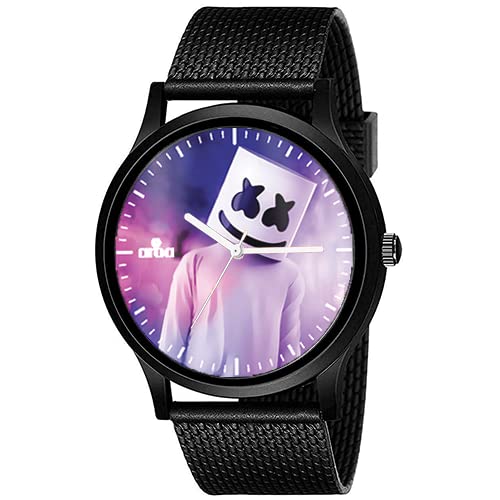 AROA Watch New Watch for Marshmello Guy in Party Model : 512 Black Metal Type Analog Black Strap Watch Pink and Blue Dial for Men Stylish Watch for Boys (B0C4LC2SZ7) Amazon Price History, Amazon Price Tracker