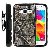 Samsung Galaxy Core Prime Case, Samsung Galaxy Core Prime Holster, Two Layer Hybrid Armor Hard Cover with Built in Kickstand and Unique Graphic Images for Samsung Galaxy Core Prime G360 (Boost Mobile) from MINITURTLE | Includes Screen Protector - Tree Bark Hunter Camouflage