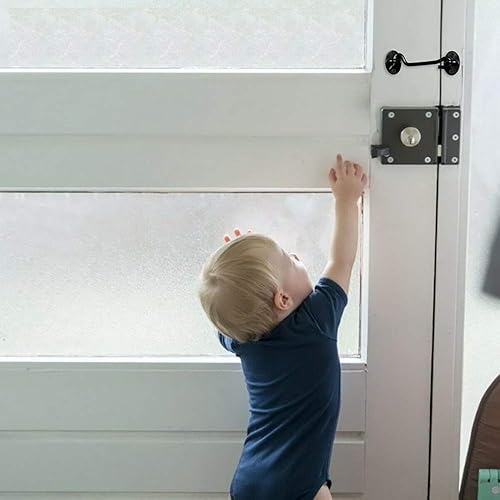 Miniatura 4 de 2 ganchos plateados de privacidad de 3 pulgadas y pestillo de ojo de bloqueo fácil para puerta de granero, puerta, ventana