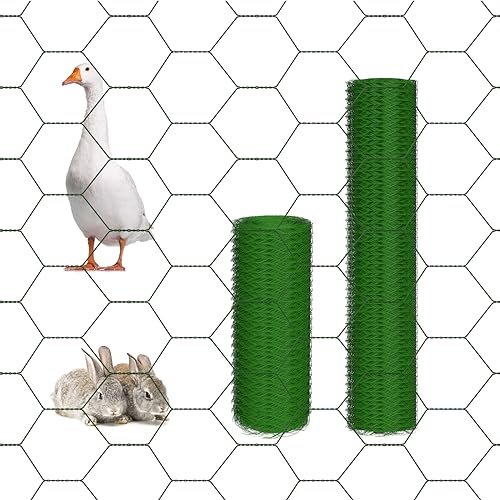 Valla de malla de alambre, malla hexagonal galvanizada, para gallinas y conejos, para bricolaje y decoración del hogar (0,5 m x 25 m, verde)