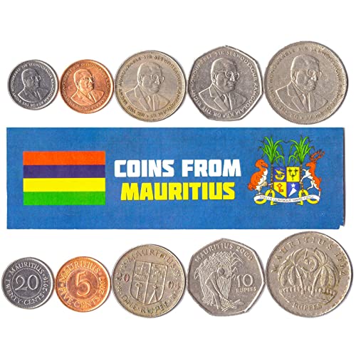 Mauritius 5 Mixed Coins | 5 Cents to 5 Rupees | Mauritian Currency Since 1987