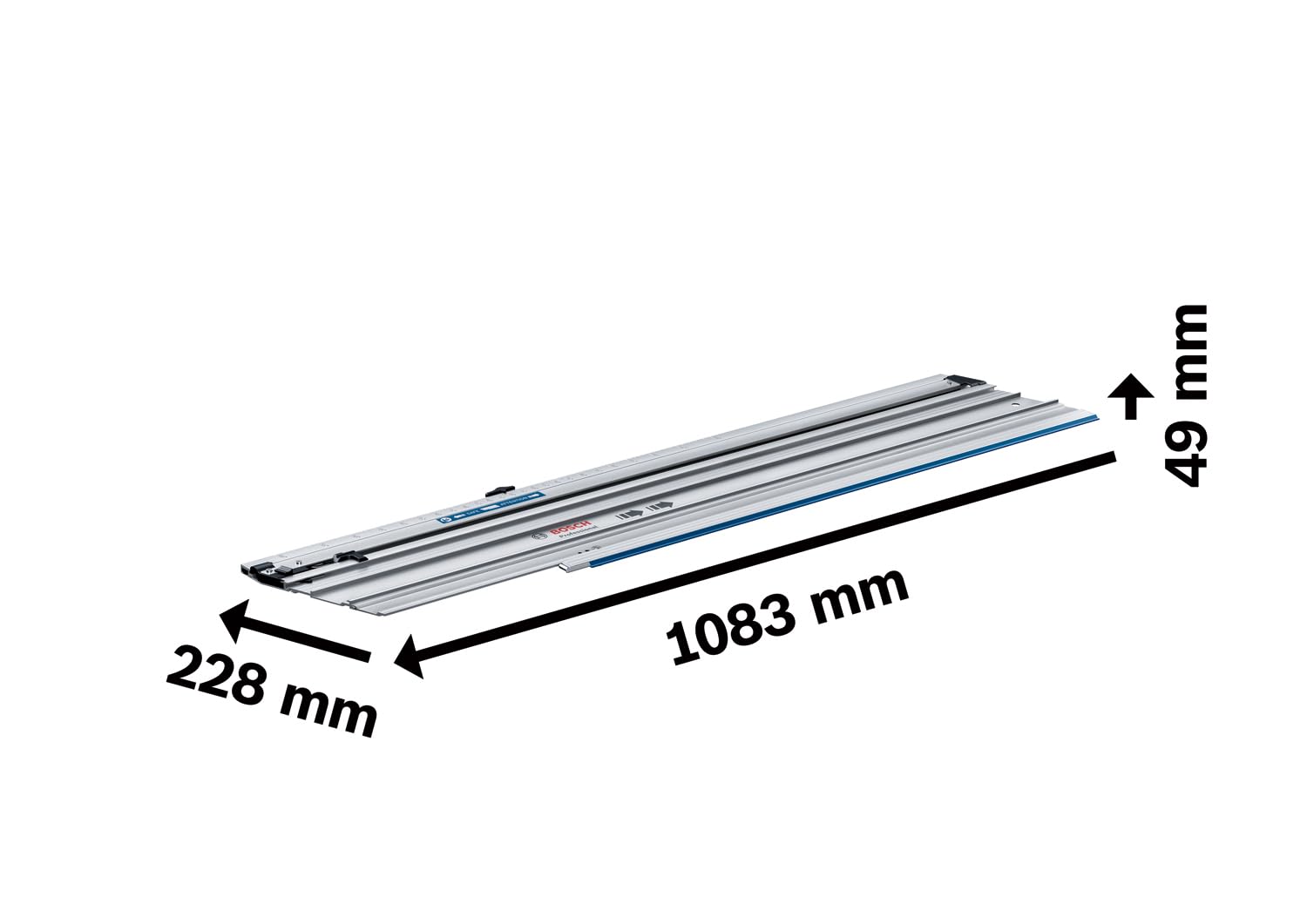 Bosch Professional Binario di guida per tagli trasversali FSN 740 X (compatibile con GKS 18V-57-2 GX, tagli angolari -60°/ +60°, lunghezza 740 mm)
