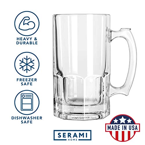 Serami Hikari Design 1L (34oz) German Style Extra Large Super Glass Beer Steins, Set of 2 - Image 5