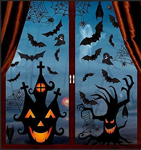 Halloween Aufkleber,Osznmmg 9 Blätter Halloween Aufkleber Fenstersticker Halloween Fensterbild Fensteraufkleber Wandaufkleber Halloween Party Dekoration DIY Home Deko Cover