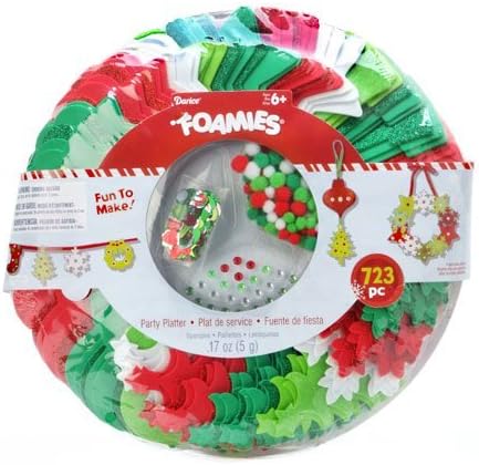 Christmas Ornament Craft Holiday Party Platter Foamies Kit Shapes Include Trees Wreaths Snowflakes Stockings - 723 Pieces
