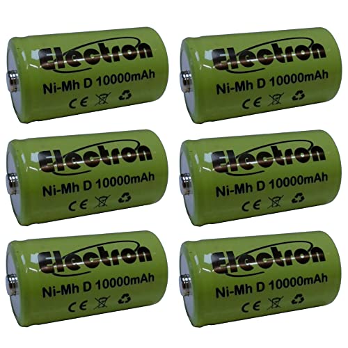 6x Batteria ricaricabile Ni-Mh Torcia D 1,2V 10000mAh 10Ah 61x33mm 33x61mm NiMh